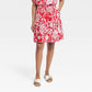 Knox Rose Women's Mini Tiered A-Line Skirt Red Floral Size S