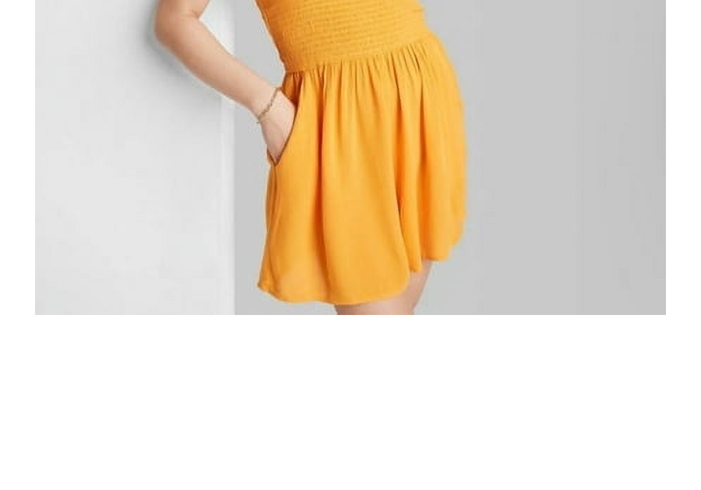 Mango Orange Smocked Romper - Wild Fable Women's Sleeveless Size M