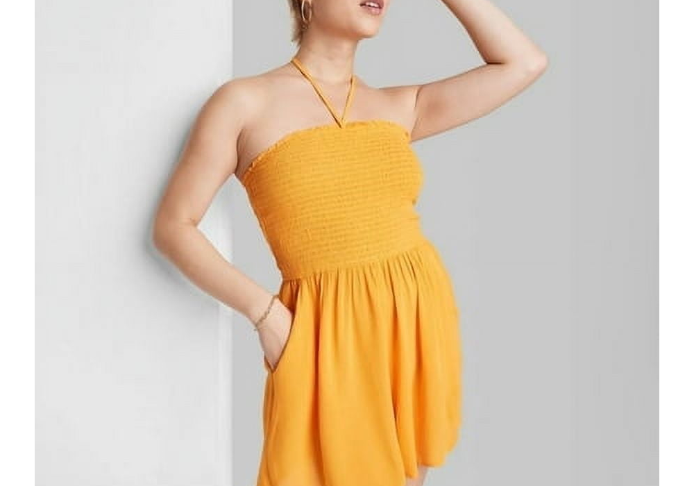 Wild Fable Sleeveless Woven Romper for Women in Mango Orange Size S