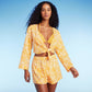 Shade & Shore Women's Orange Top with Tie-Front Cover Up Size XL