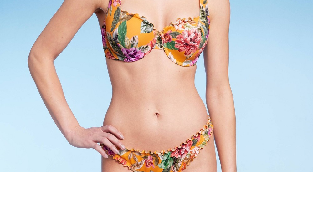 Shade & Shore Lightly Lined Ruffle Bikini Top - Women's Orange 36B