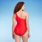 Kona Sol Women's One Shoulder Swimsuit Red L - Medium Coverage with Tummy Control