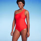 Kona Sol Women's One Shoulder Swimsuit Red L - Medium Coverage with Tummy Control