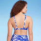Kona Sol Women's Underwire Bikini Top - Coral Print Blue Size M