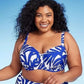 Kona Sol Women's Underwire Bikini Top - Coral Print Blue Size M