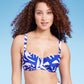 Kona Sol Women's Underwire Bikini Top - Coral Print Blue Size M