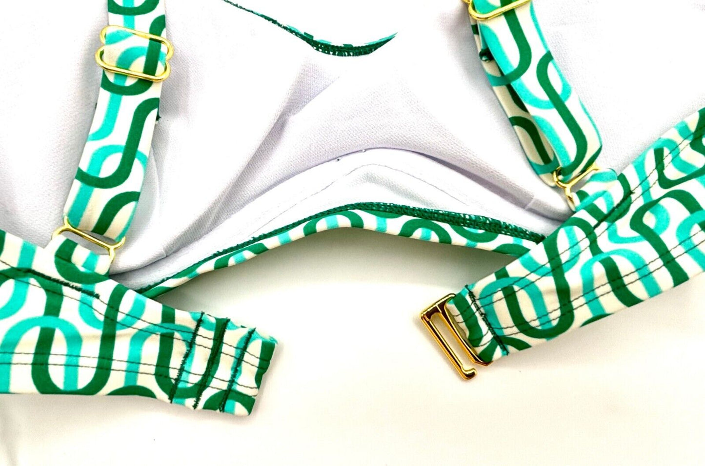 Kona Sol Women's Green Geo Bikini Top Underwire Size S