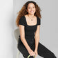 Wild Fable Women's Black Short Sleeve Baby T-Shirt Size Medium
