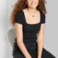 Wild Fable Women's Black Short Sleeve Baby T-Shirt Size Medium