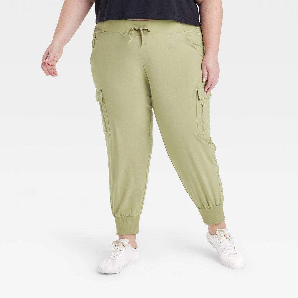 ऑल इन मोशन महिलाओं की कार्गो पैंट स्ट्रेच वुवन ऑलिव ग्रीन साइज़ XXL