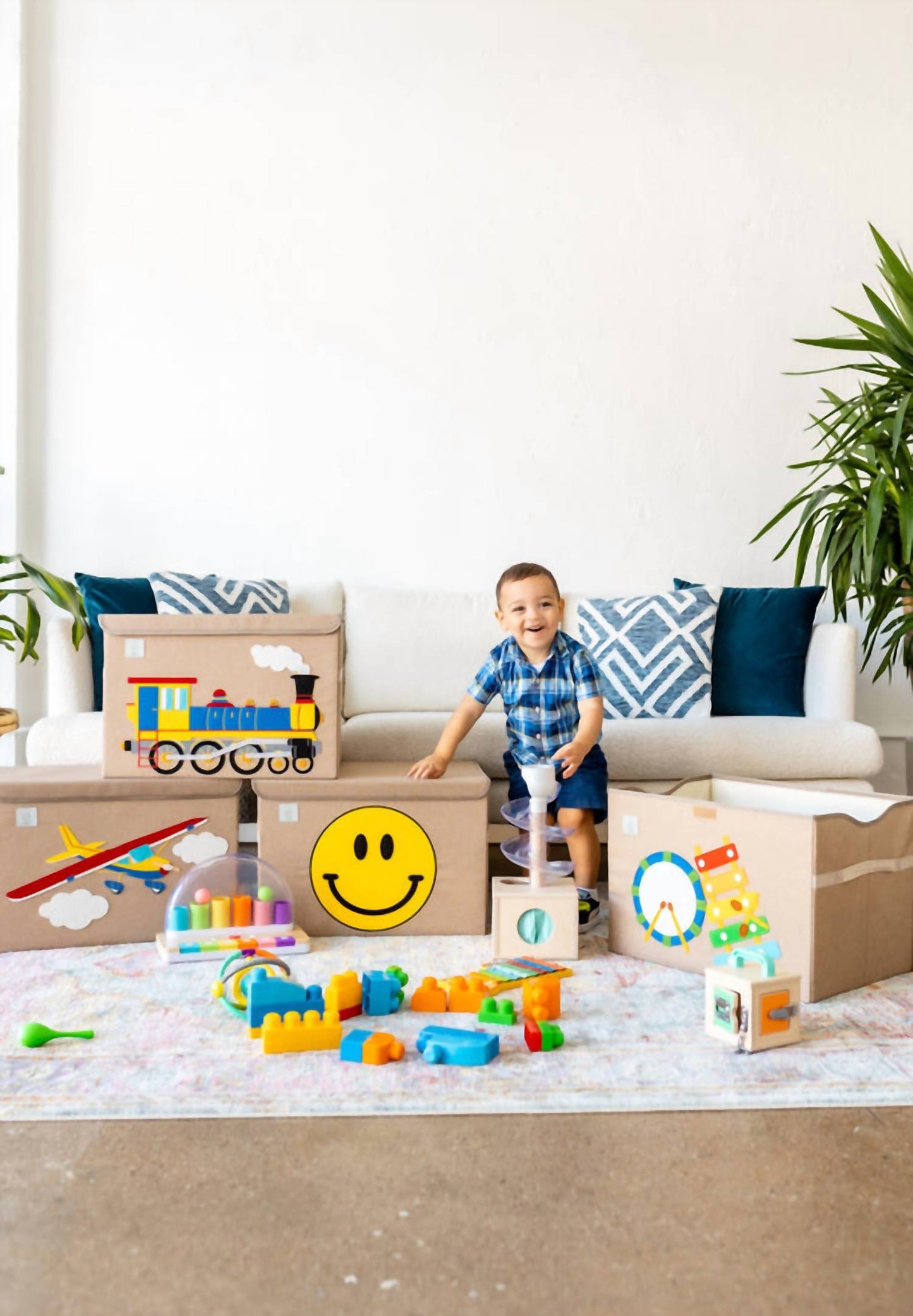 A Nice House - The Choo-choo (train Box) Appliquéd, Collapsible Toy Box And Storage Box
