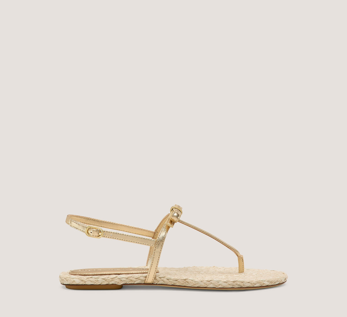 Stuart Weitzman Felicity Espadrille Sandal Golden Metallic Leather Jute Size 8 "Without Box"
