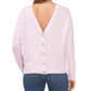 CeCe Women's Button V Neck Sweater Purple Size L