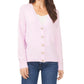 CeCe Women's Button V Neck Sweater Purple Size L