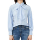 CeCe Women's Tie Neck Blouse Blue Size Medium