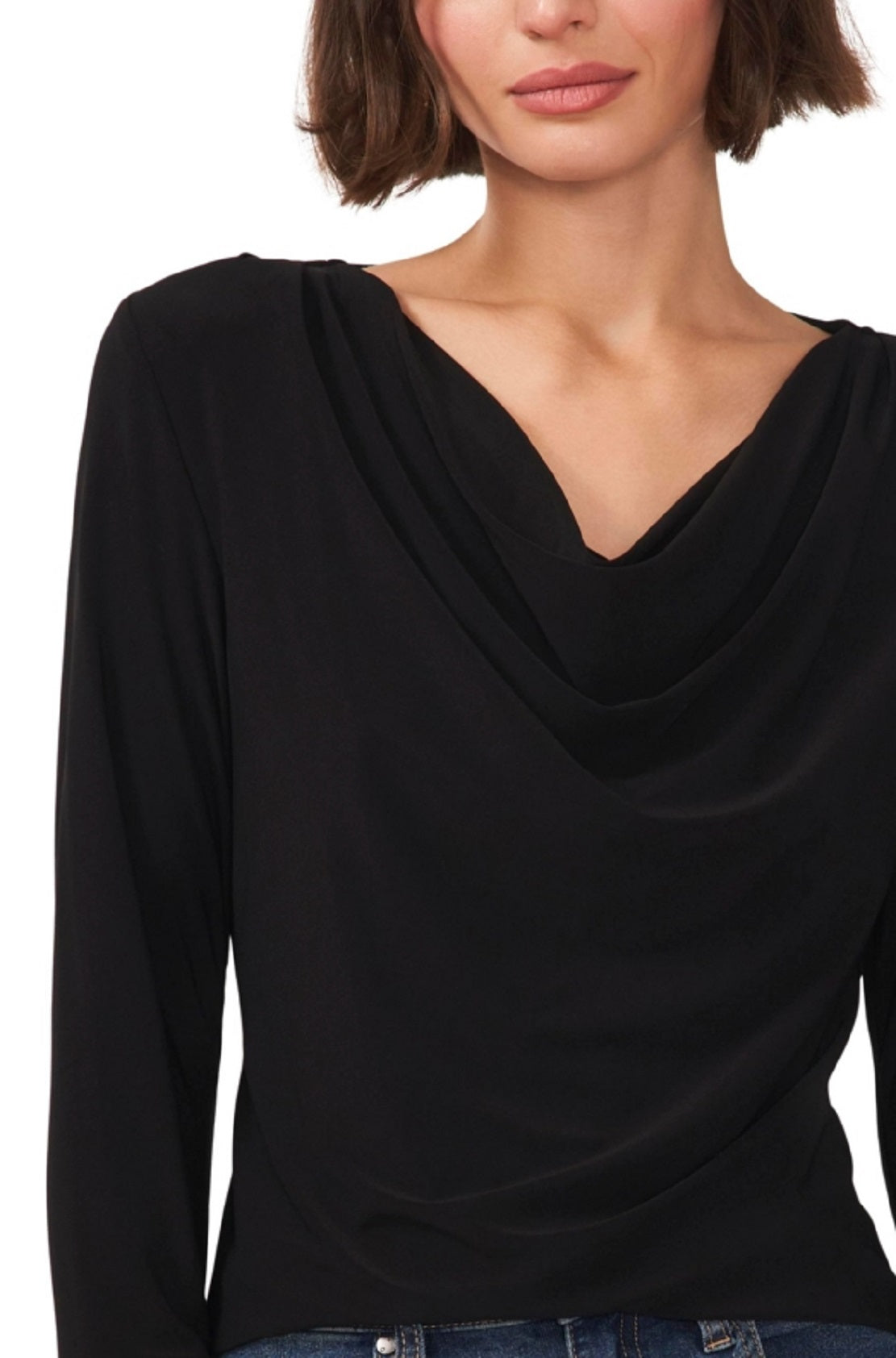 Vince Camuto Women's Long Sleeve Cowl Neck Top Black Size Medium