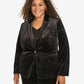 Calvin Klein Plus Size Velvet Peak Lapel Single Button Blazer Black