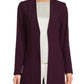 Calvin Klein Womens Roll Sleeve Open Front Blazer Aubergine