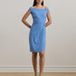 Lauren Ralph Lauren Womens Crepe Off The Shoulder Cocktail Dress Sky Blue