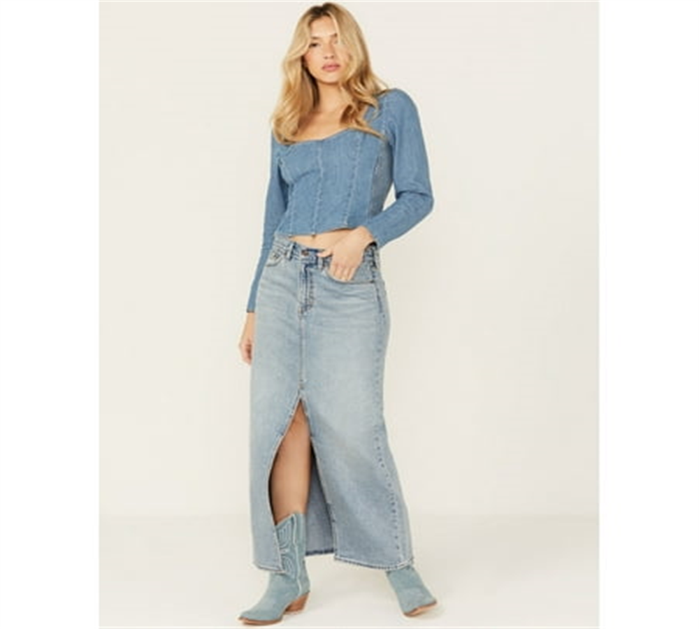 Levi s Women s Premium Ankle Column Denim Skirt Light Wash Blue