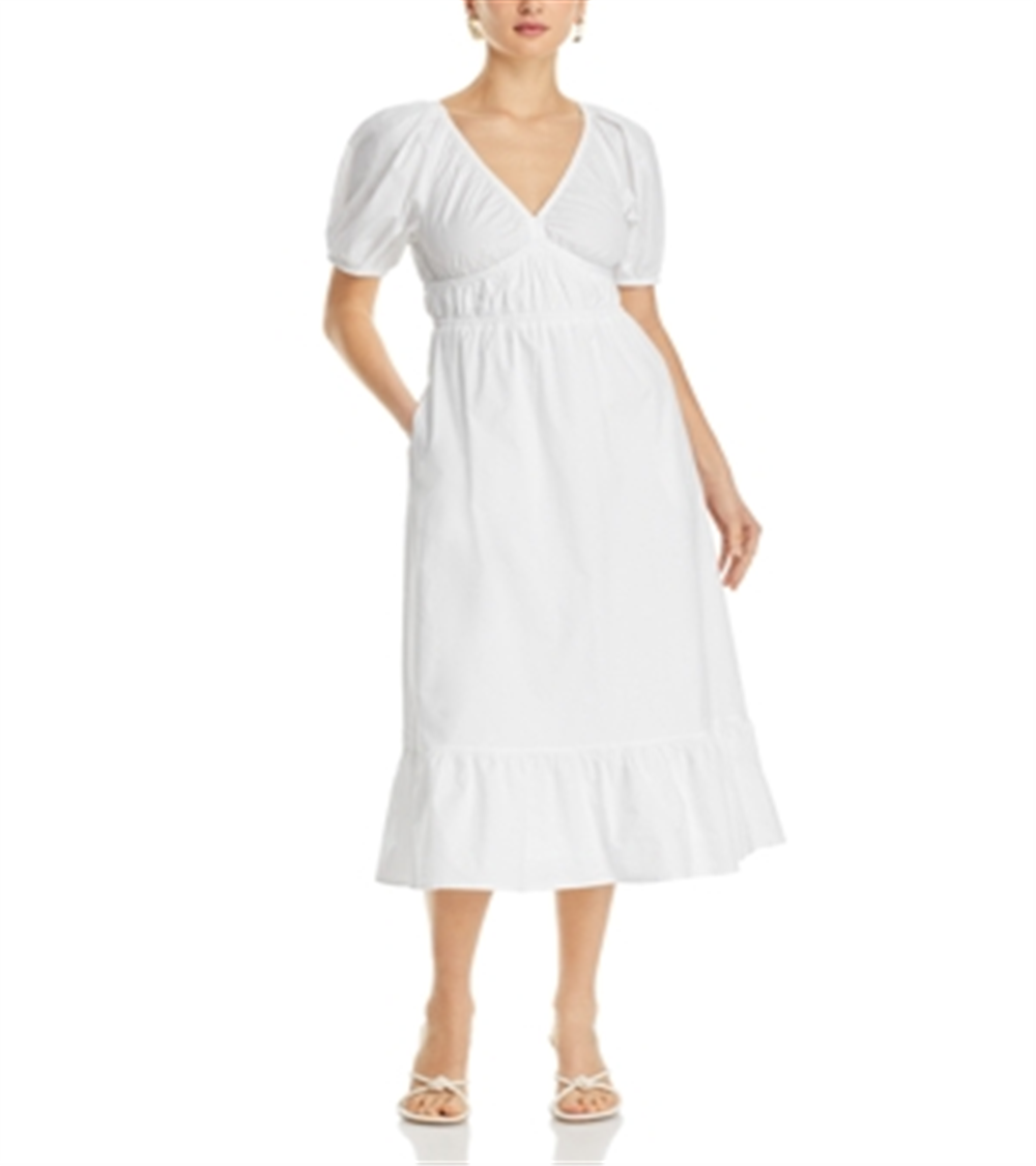 Vineyard Vines Poplin Puff Sleeve Midi Dress