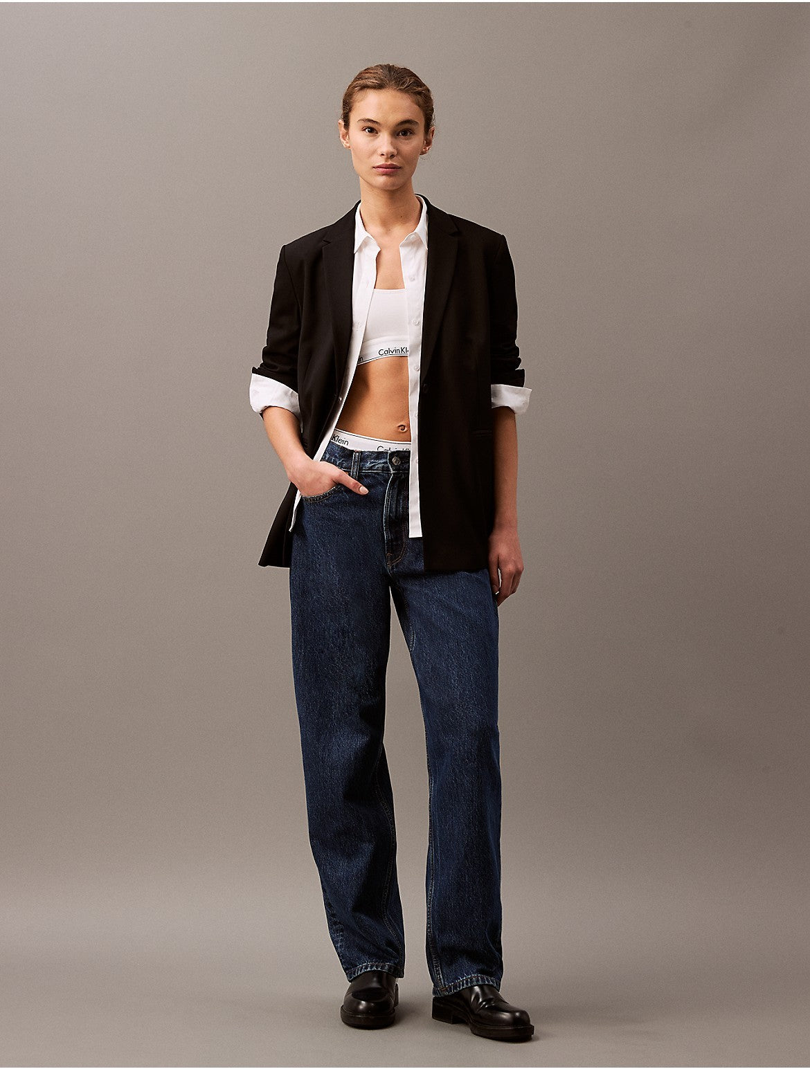 Calvin Klein Womens Soft Crepe Blazer Black Size 4