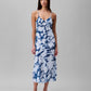 Calvin Klein Womens Printed Chiffon Slip Dress Poseidon
