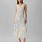 Calvin Klein Womens Printed V Neck Sleeveless Midi Dress White Natural