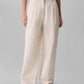 Calvin Klein Womens Cotton Linen Pleated Wide Leg Pants Natural
