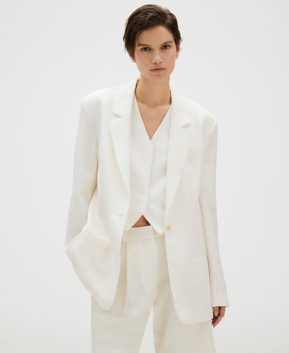 Calvin Klein Womens Notched Collar Belted Blazer Tofu