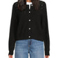Karl Lagerfeld Paris Women's Embellished Cotton Blend Cardigan Black Size L