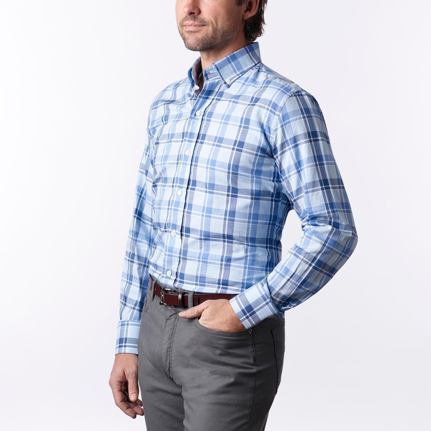 Ledbury The Guyton Plaid Casual Shirt Tailored Blue