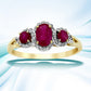 1.04ct Ruby Diamond 3 Stone Ring 14KT Yellow Gold