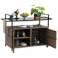 Outdoor Wicker Bar Cart with Glass Top and Wheels