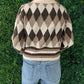 Aaron & Amber - Argyle Pattern Collar Sweater Top