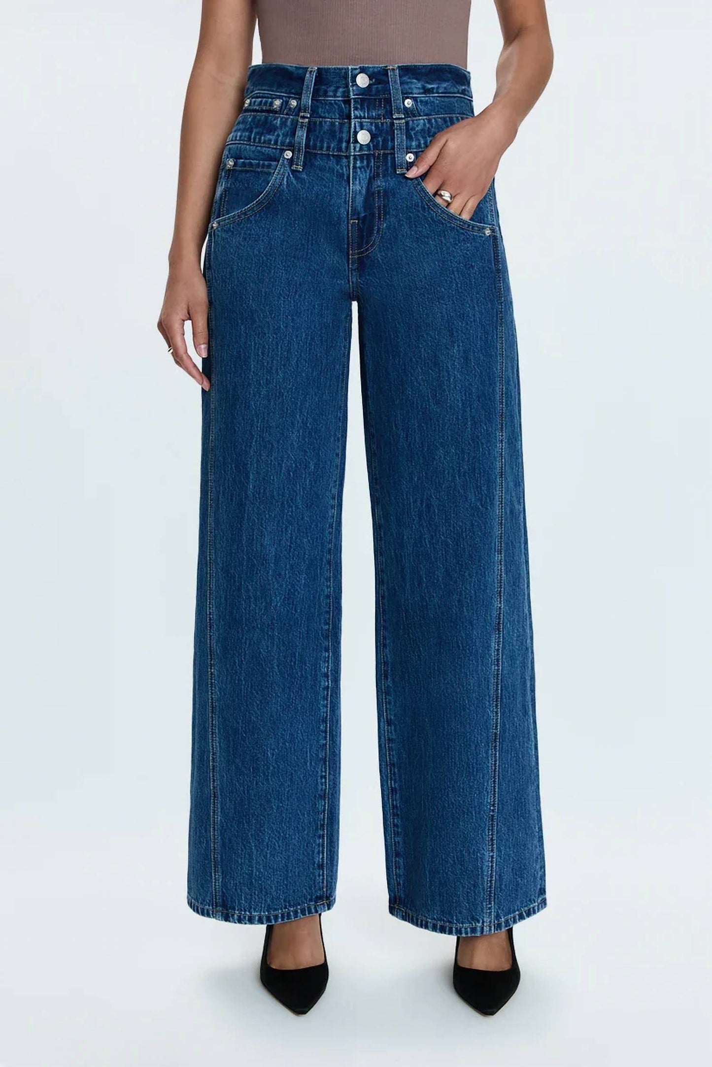 Pistola - Caleb Relaxed Stacked Waist High Rise Jean