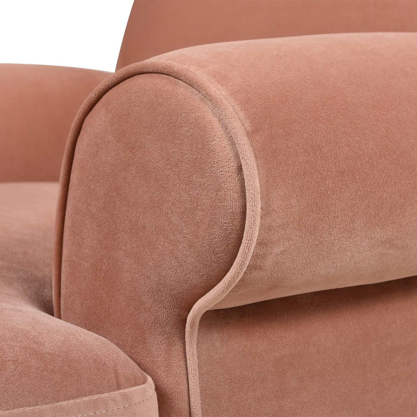 Alana 38" Lawson Accent Arm Chair Metal Casters Peach Orange Velvet