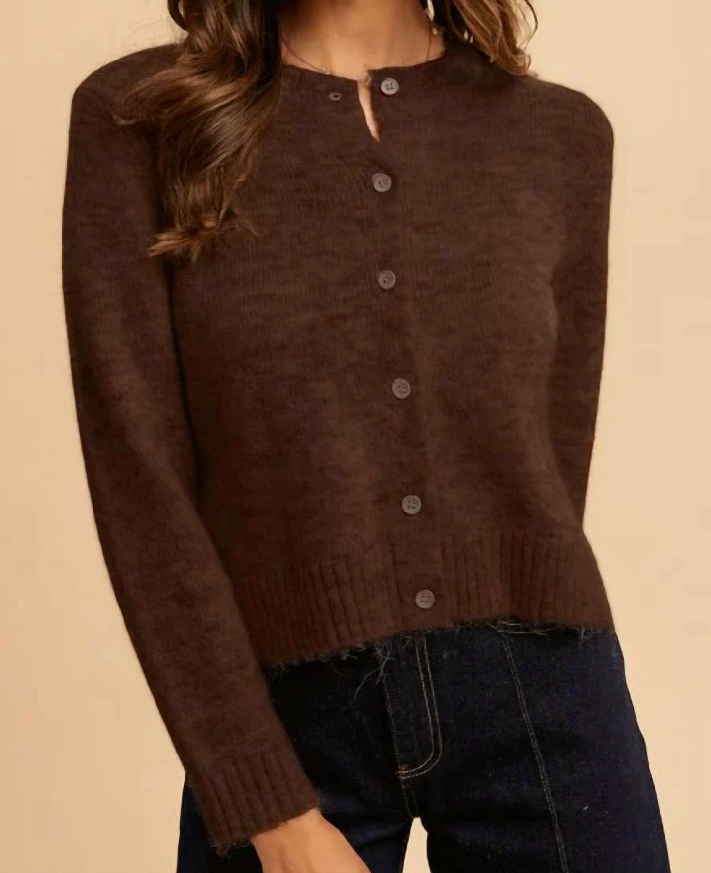 Anniewear - Melange Cropped Cardigan
