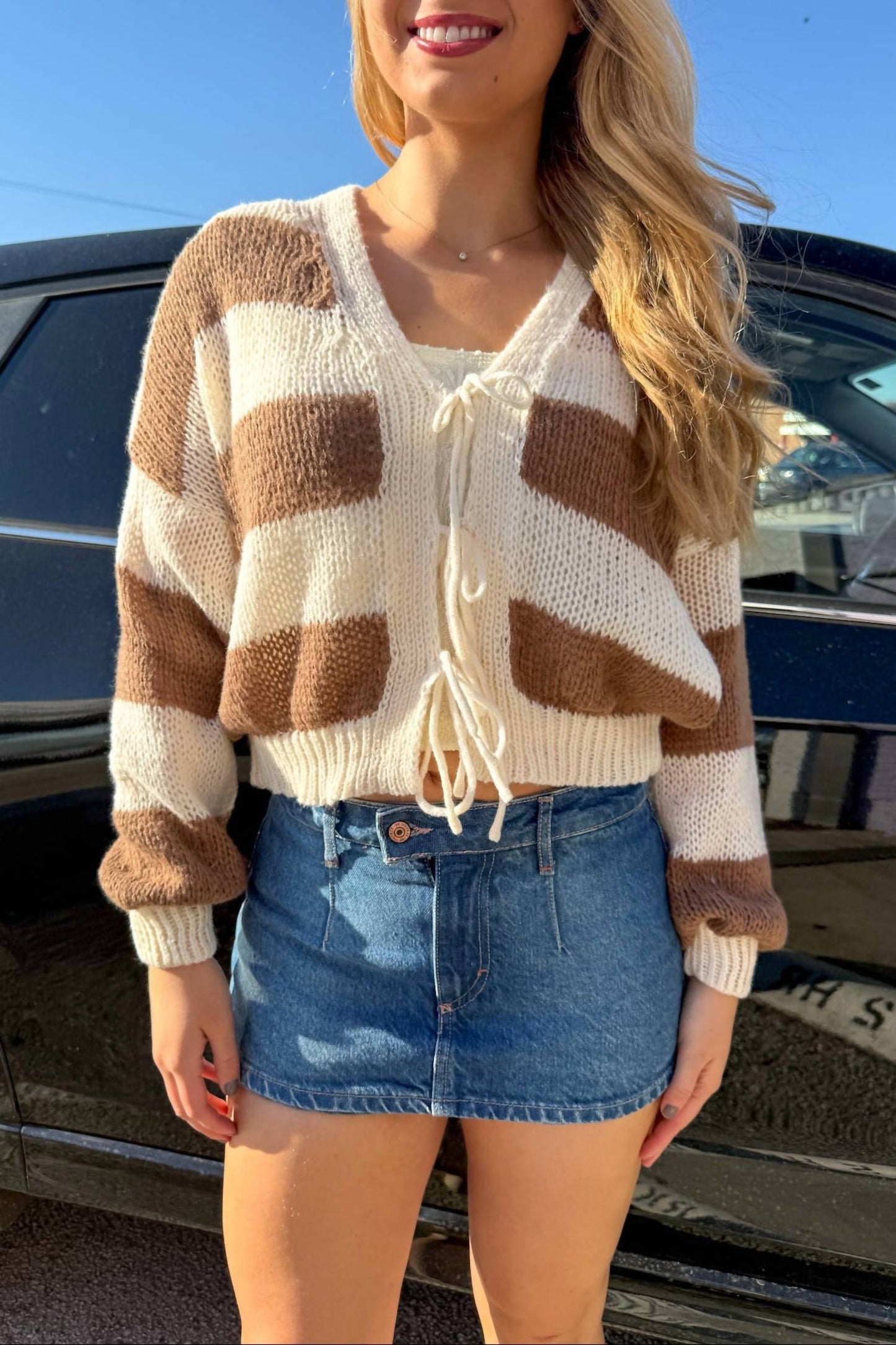 Adeline - Cropped Striped Cardigan
