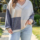 66Disco - Textured Colorblock Patchwork V-neck Top - Plus