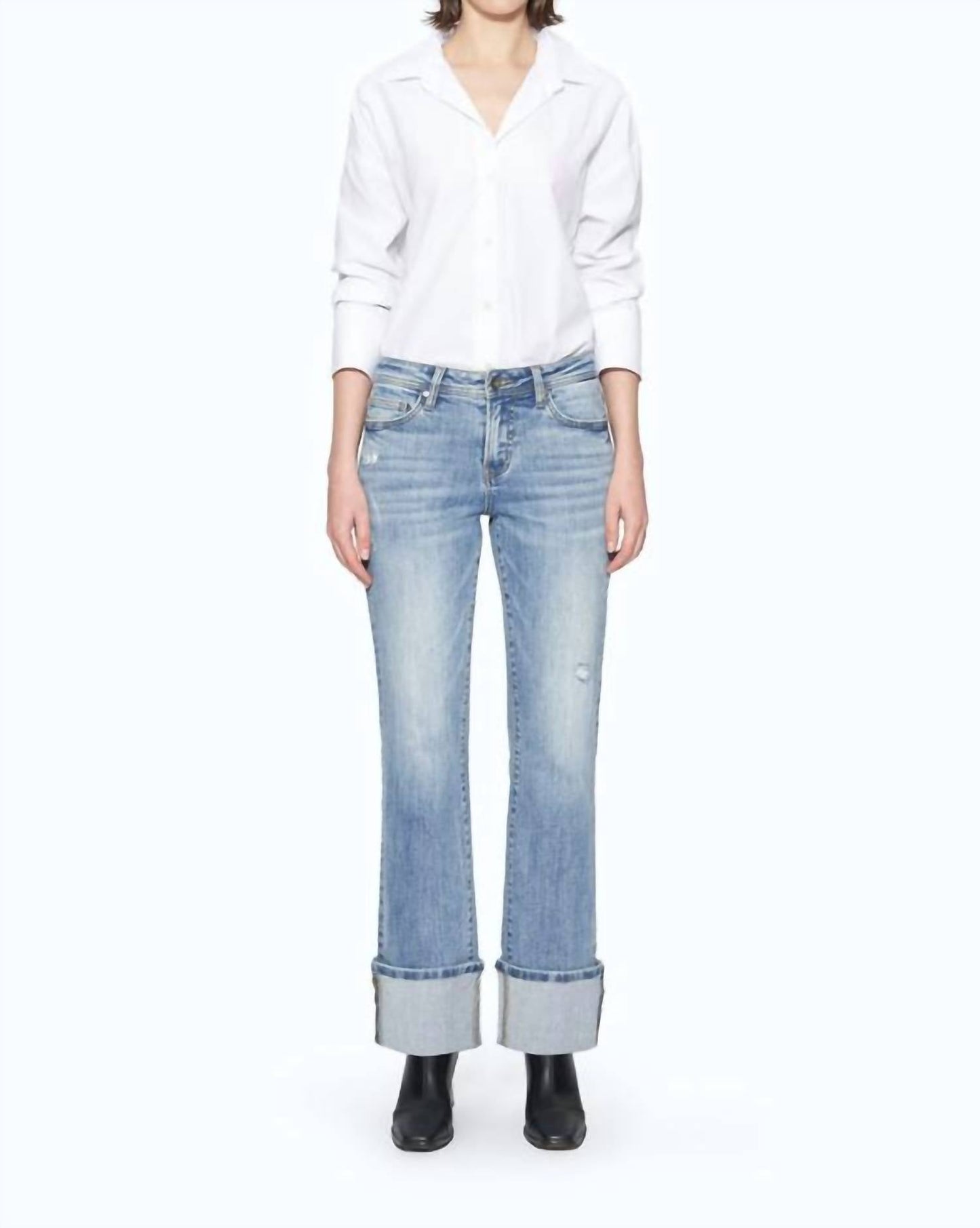 Bayeas - Flora Mid Rise Straight Cuffed Denim Jeans