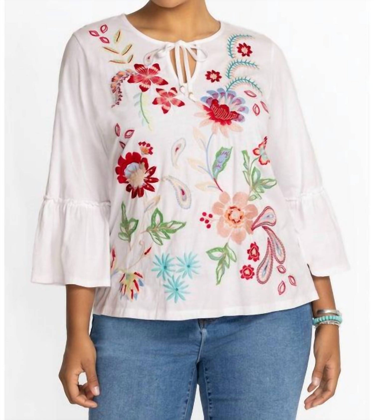 Johnny Was - WOMEN'S RUFFLE SLEEVE T-SHIRT FREYDE PLUS
