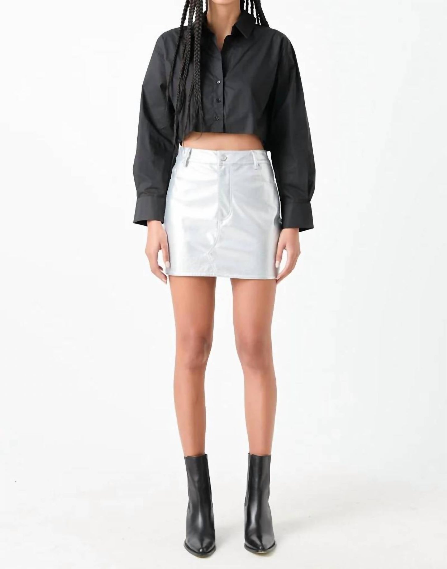 Grey Lab - Raw Edge Cropped Shirt
