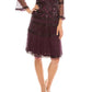 Aidan Mattox - Embellished Three-quarter Sleeve Evening Dress