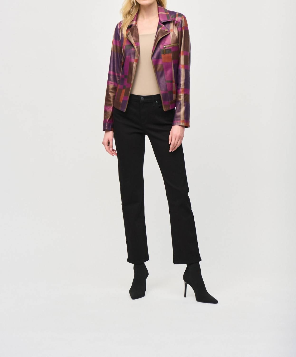Joseph Ribkoff - Geometric Foiled Faux Suede Jacket