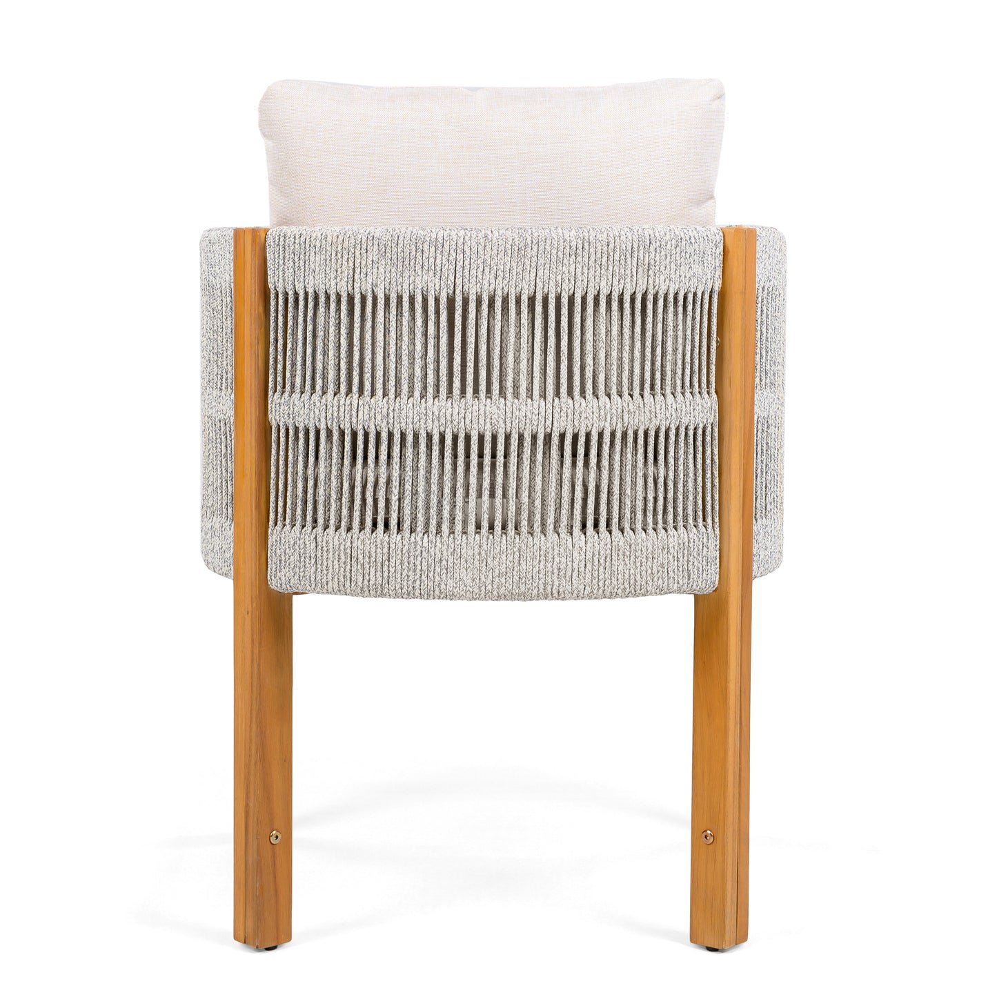 Acacia Wood Outdoor Dining Chairs 2-Pack with Beige Cushions