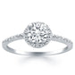14k White Gold Diamond Halo Collar Engagement Ring