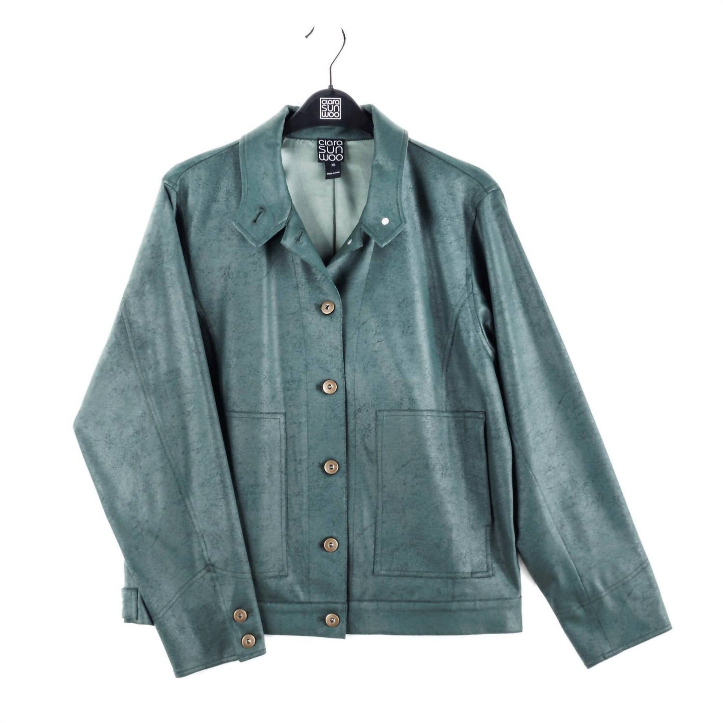 Clara Sunwoo - Liquid Leather Button Front Jacket