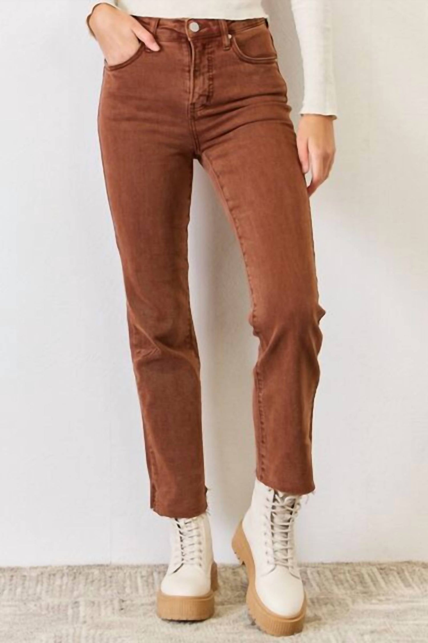 Risen - High Rise Tummy Control Straight Jeans