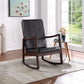 Raina Dark Brown Synthetic Leather & Espresso Finish Rocking Chair